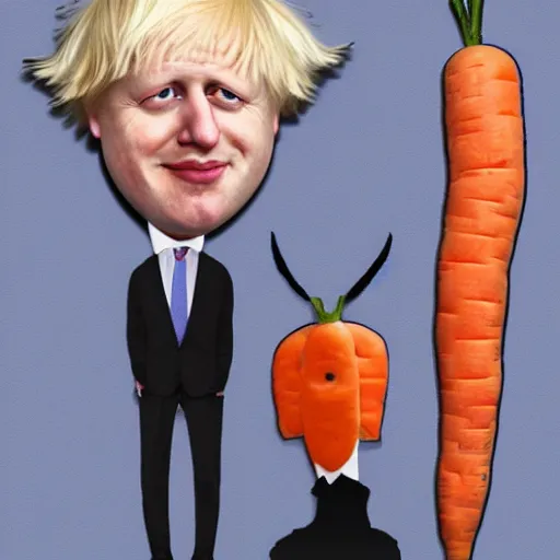 Prompt: boris johnson cartoonized. carrot earrings. hyperrealistic