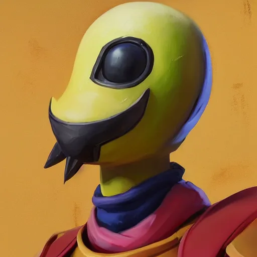 Image similar to greg manchess portrait painting of peely the humanoid banana from fortnite as overwatch character, medium shot, asymmetrical, profile picture, organic painting, sunny day, matte painting, bold shapes, hard edges, street art, trending on artstation, by huang guangjian, gil elvgren, ruan jia, greg rutkowski, gaston bussiere