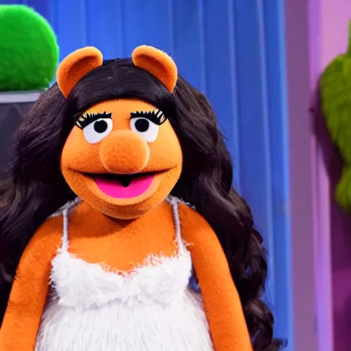 Prompt: kim kardashian as a muppet in sesame street, 8k resolution, full HD, cinematic lighting, award winning, anatomically correct