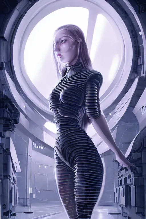 Prompt: portrait futuristic beautiful and eivl and gothic and elite army navy girl, at inside of a future submarine, ssci-fi, fantasy, intricate, very very beautiful, elegant, neon light, highly detailed, digital painting, artstation, concept art, soft light, hdri, huaman anatomy, smooth, sharp focus, illustration, art by tian zi and craig mullins and WLOP and alphonse mucha