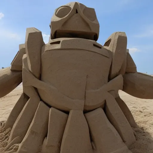 Image similar to a sand sculpture of a mecha