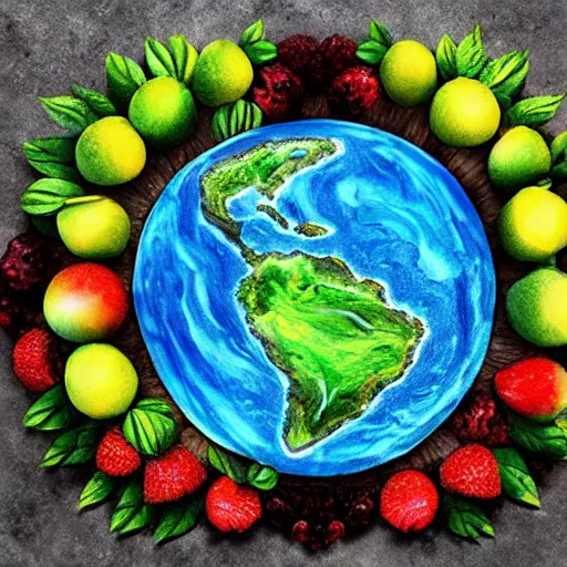 Prompt: fruit of the earth, beautiful stylized earth art