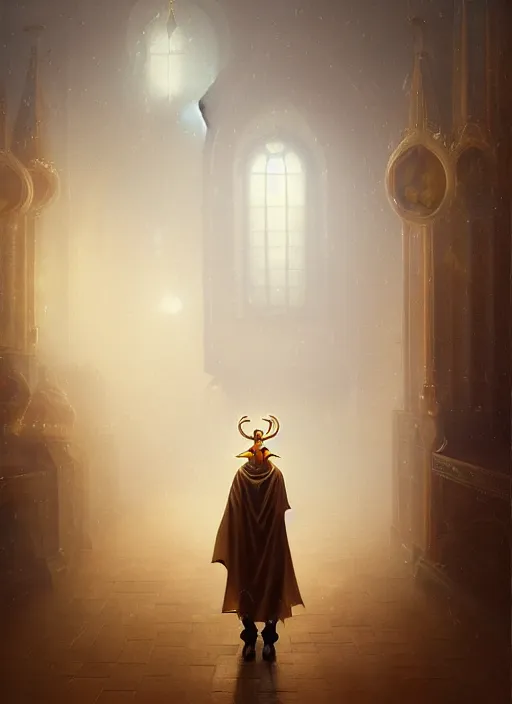 Prompt: surrealistic closeup portrait of anthropomorphic caracal in vr glasses in golden priest clothes in orthodox church, bokeh, foggy, dynamic lighting, darkness, ambients, dramatic, foggy, heavy bokeh and blur, cinematic, depth of field, art by bussiere rutkowski andreas rocha