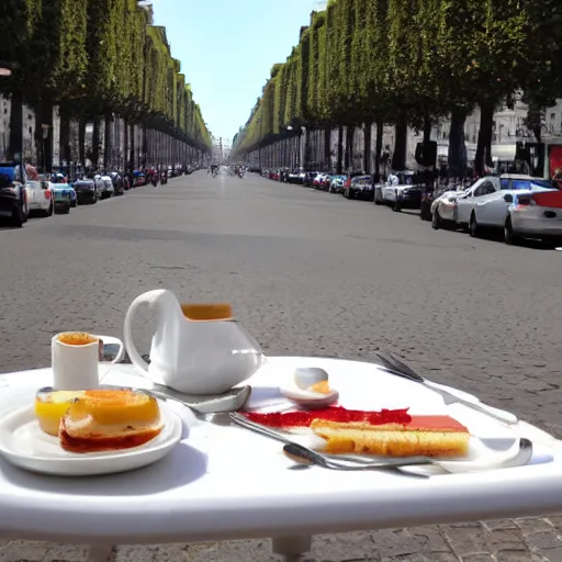 Image similar to beautiful breakfast on the Champs Elysees