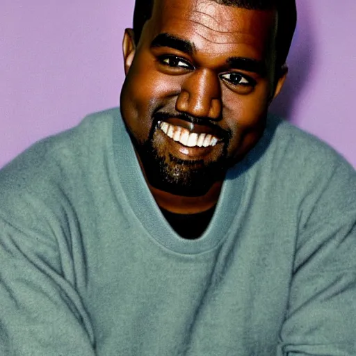 Image similar to Kanye West smiling and giving a thumbs up for a 1990s sitcom tv show, Studio Photograph, portrait C 12.0