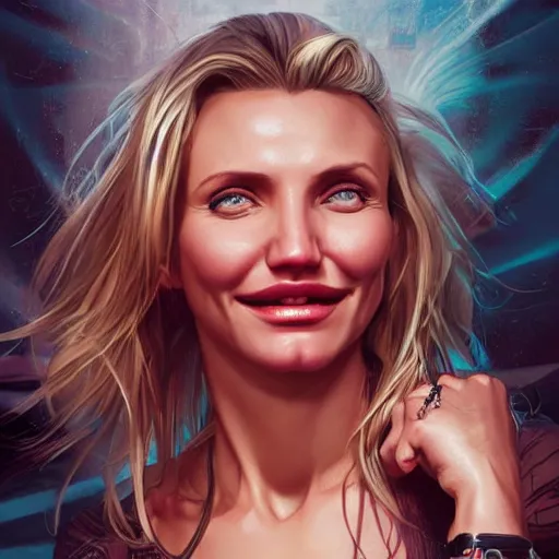 Image similar to Cameron Diaz by Stanley Artgerm Lau, WLOP, Rossdraws, James Jean, Andrei Riabovitchev, Marc Simonetti