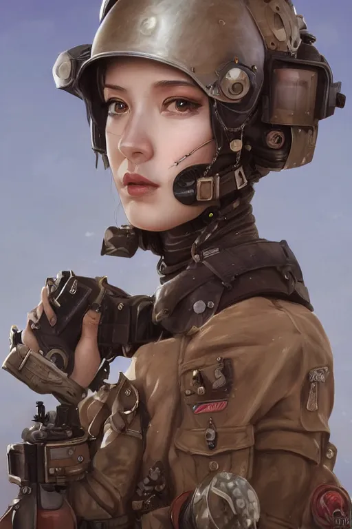 Image similar to portrait of dieselpunk blackpink jisoo soldier girl, helmet, desert, armored, highly detailed, digital painting, face detail, sharp focus, art, illustrations by irakli nadar and loish and ayanamikodon and rossdraws and wlop