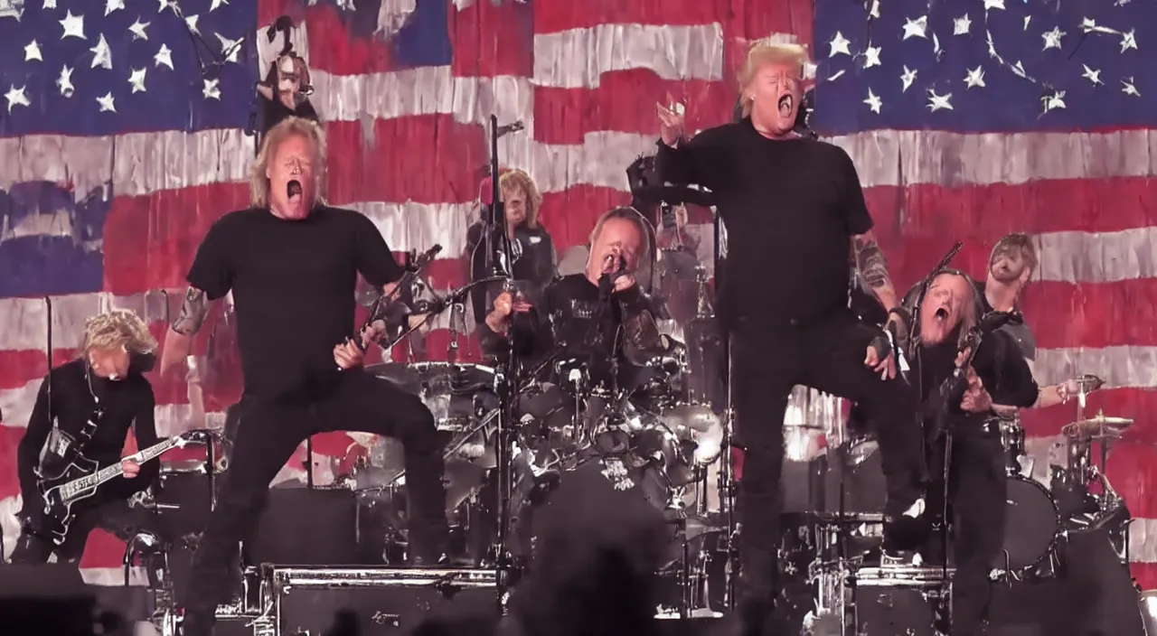 Image similar to metallica feat. donald trump, 2 0 1 5 live music video, official music video