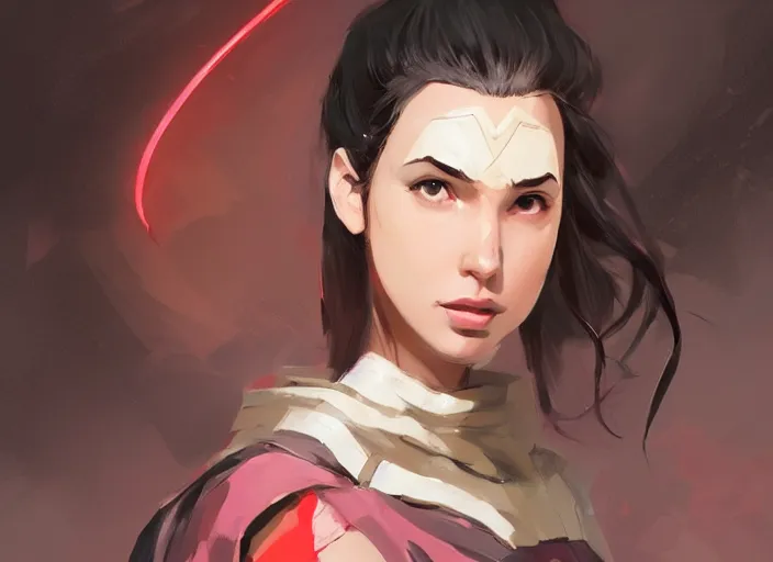 Prompt: model face gal gadot as nezuko from demon slayer ねずこイラスト bamboo by artgem by greg rutkowski trending on artstation