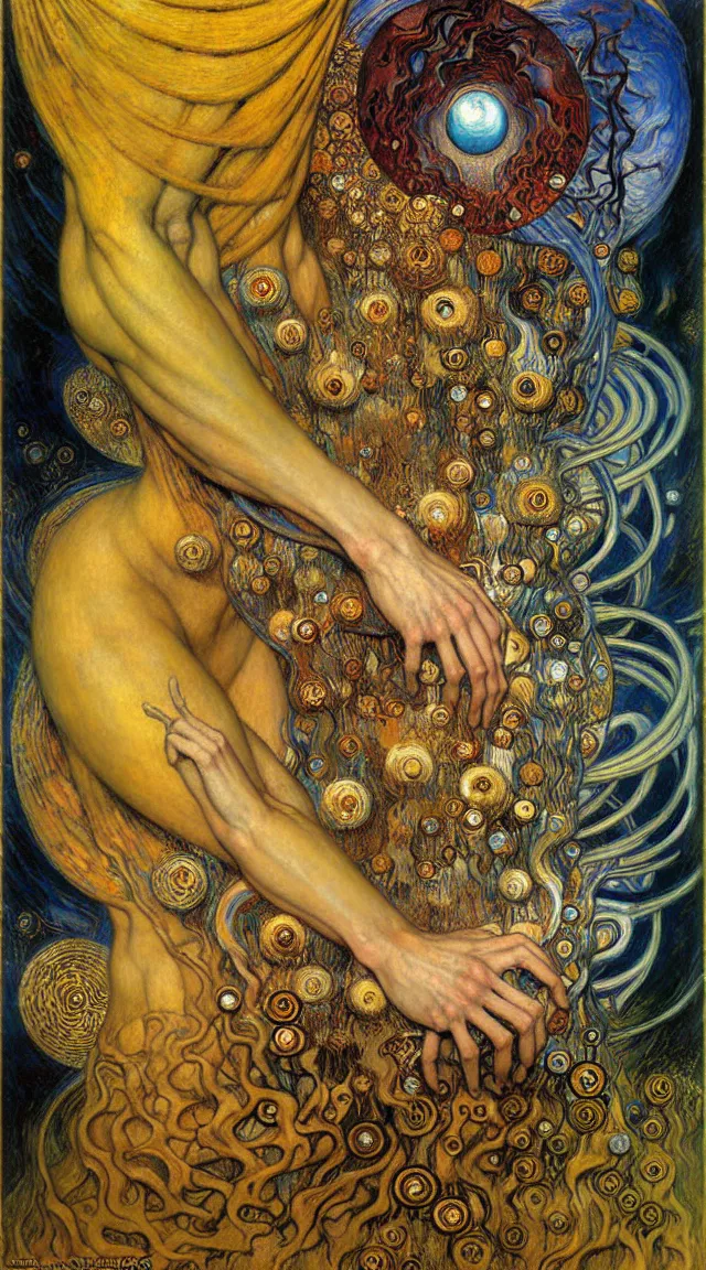 Image similar to Divine Chaos Engine by Karol Bak, Jean Delville, William Blake, Gustav Klimt, and Vincent Van Gogh, symbolist, visionary