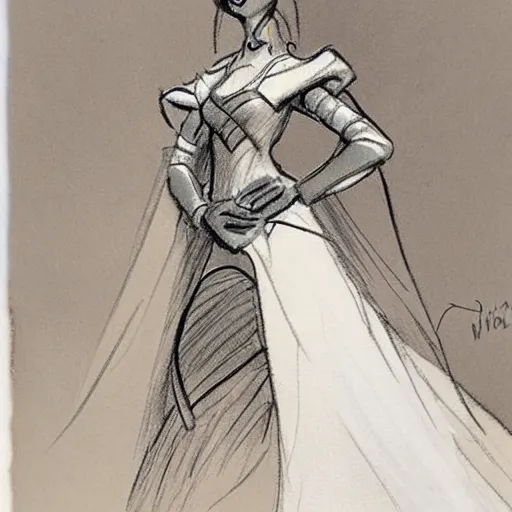 Image similar to milt kahl sketch of victoria justice as princess padme from star wars