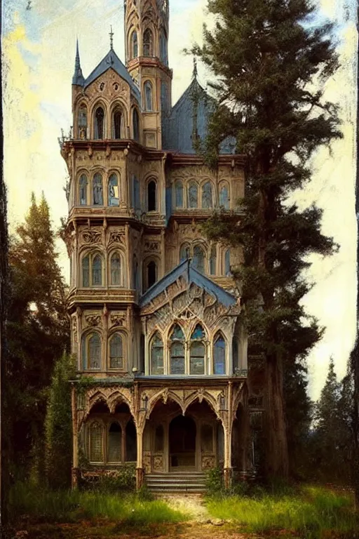 Image similar to ( ( ( ( ( ( ( ( ( ( ( gothic revival castle ) ) ) ) ) ) ) ) ) ) ) painted by solomon joseph solomon and richard schmid and jeremy lipking!!!!!!!!!!!!!!!!!!!!!!!!!!!!