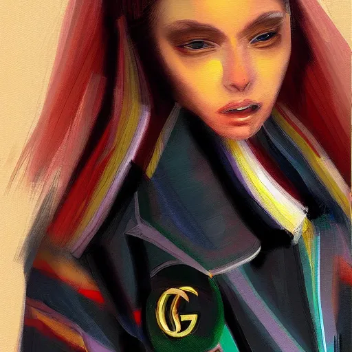 Prompt: 2090s fashion, gucci catwalk, oil painting, digital art, ultradetailed, artstation