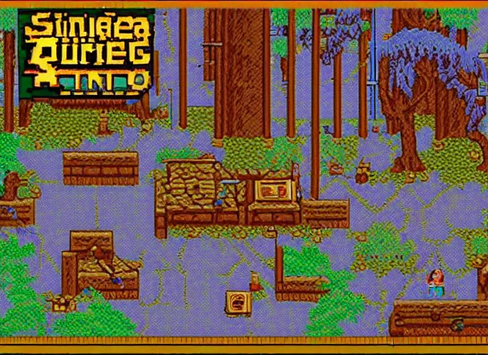 Image similar to sierra adventure game king's quest, eighties computer game, detailed pixels, 2 5 6 colors