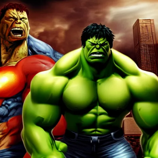 Image similar to hulk fighting against juggernaut, marvel, cinematic style, detailed, action scene