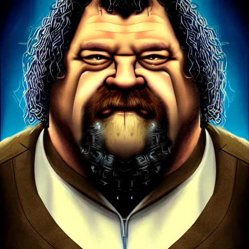 Prompt: portrait of hagrid cyborg in cyberpunk, perfect faces, fine details