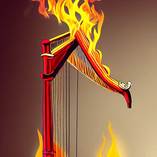 Image similar to burn the harp and cook the crane, digital painting, concept art