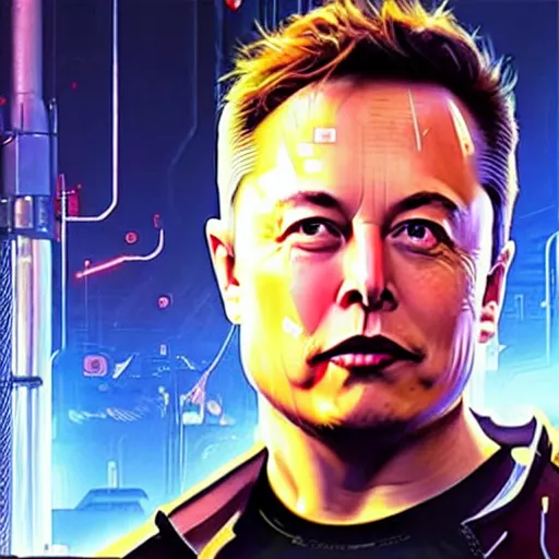 Prompt: Elon Musk in Cyberpunk 2077