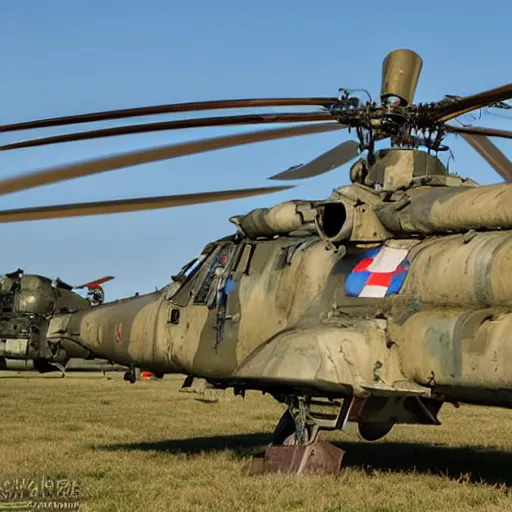 Image similar to soviet helicopter Mi-24, military art