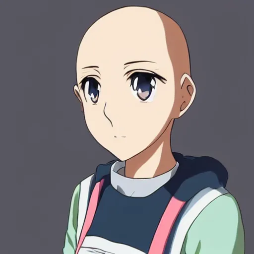 Image similar to an anime girl with Male Pattern Baldness