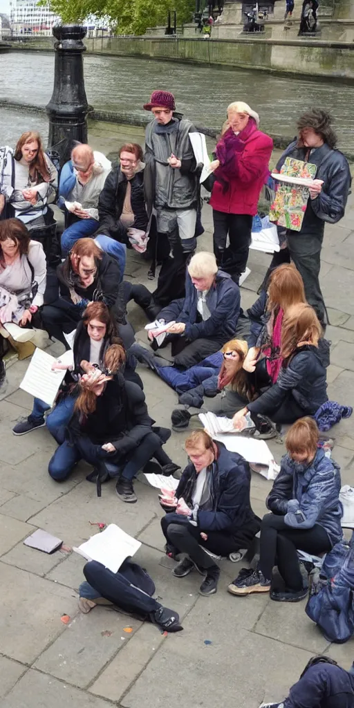 Image similar to Street poets in London by the river Thames