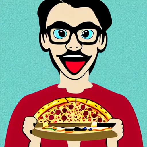 Prompt: nerd emoji, eating a pizza, realistic, accurate,