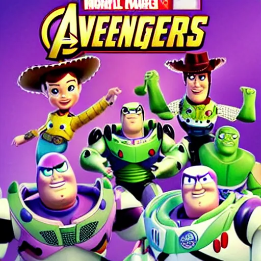 Image similar to the avengers in toy story style