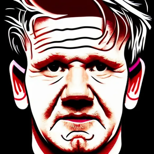 Image similar to a portrait of gordon ramsay stylized by geometric shapes, rounded corners, candy colors