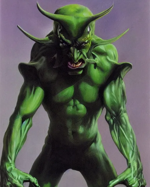 Image similar to green sad devil by Peter Andrew Jones, hyperrealism