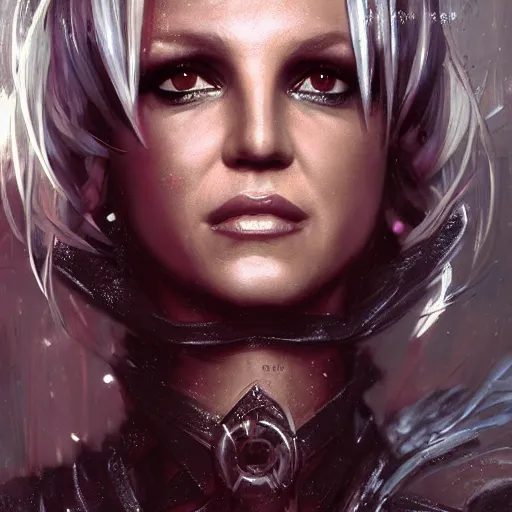 Image similar to britney spears, film nior, darkwave, darksynth character portrait, sharp, digital matte painting, art by luis royo, greg rutkowski, wlop, dramatic lighting, trending on artstation