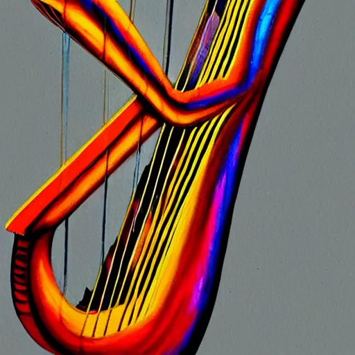 Prompt: a multi colored painted harp. realistic, intricate, artstation, masterpiece