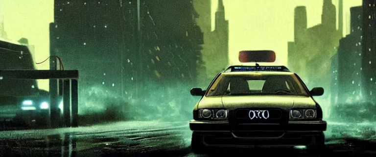 Image similar to Audi A4 B6 Avant (2002), a gritty neo-noir, dramatic lighting, cinematic, establishing shot, extremely high detail, photorealistic, cinematic lighting, artstation, by simon stalenhag, Max Payne (PC) (2001) winter new york, eldritch horror