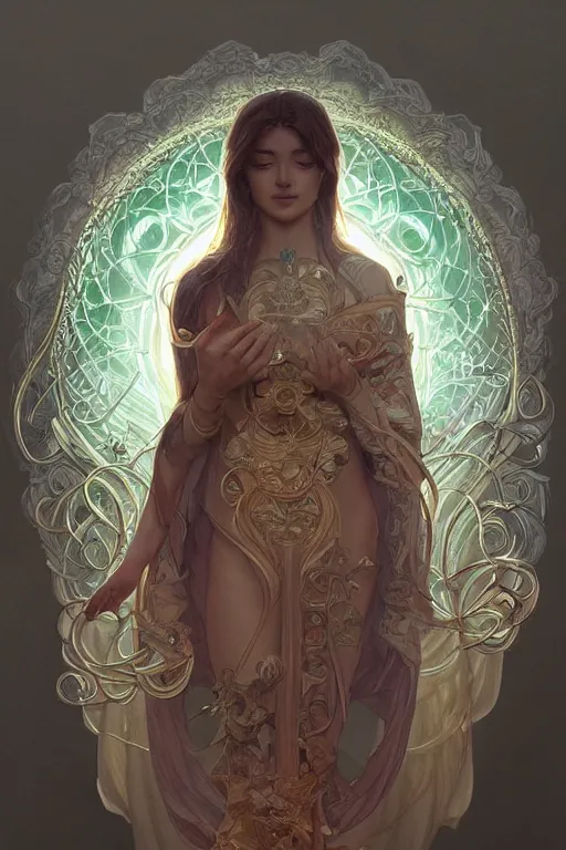 Image similar to no figure!, ultra realistic illustration, a jade statue of sacred geometry, intricate, elegant, highly detailed, digital painting, artstation, concept art, smooth, sharp focus, illustration, art by artgerm and greg rutkowski and alphonse mucha