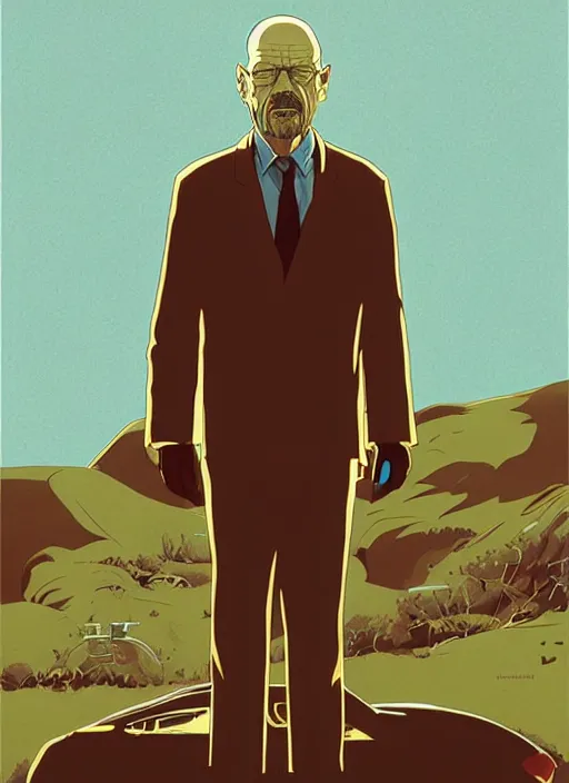 Image similar to poster artwork by Michael Whelan and Tomer Hanuka, of Walter White, from scene from Twin Peaks, clean