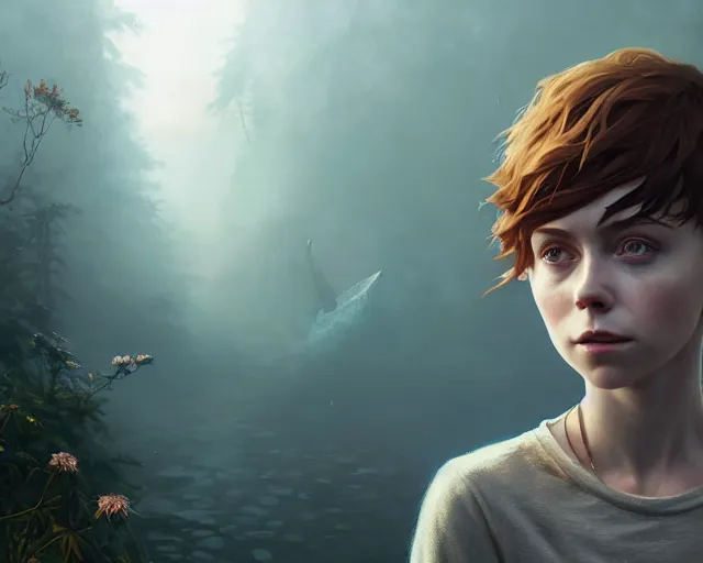 Image similar to highly detailed portrait of sophia lillis, in life is strange, stephen bliss, unreal engine, fantasy art by greg rutkowski, loish, rhads, ferdinand knab, makoto shinkai and lois van baarle, ilya kuvshinov, rossdraws, tom bagshaw, global illumination, radiant light, detailed and intricate environment