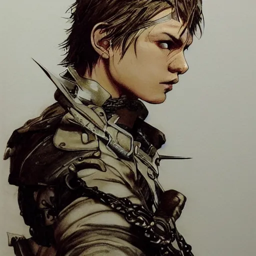 Image similar to portrait of a young white hero using his right arm to hold his sword covering his eye by yoji shinkawa, high quality, extra details, realism, ornate, colored, golden chain, blood, white skin, short hair, brown eyes, vivid, sunlight, dynamic, american man, freedom, white american soldier, pencil drawing, cybernetics, military