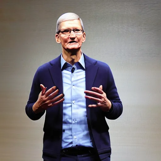 Image similar to tim cook as a cult leader