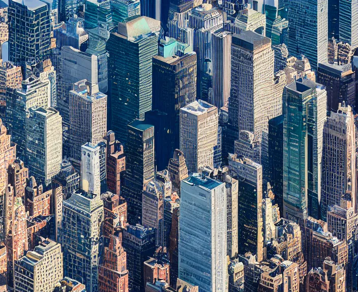 Prompt: 4 k hd, high detail photograph of lower manhattan cityscape, shot with sigma f / 4. 2, 2 5 0 mm sharp lens, wide shot, consistent, isometric view, volumetric lighting, high level texture render