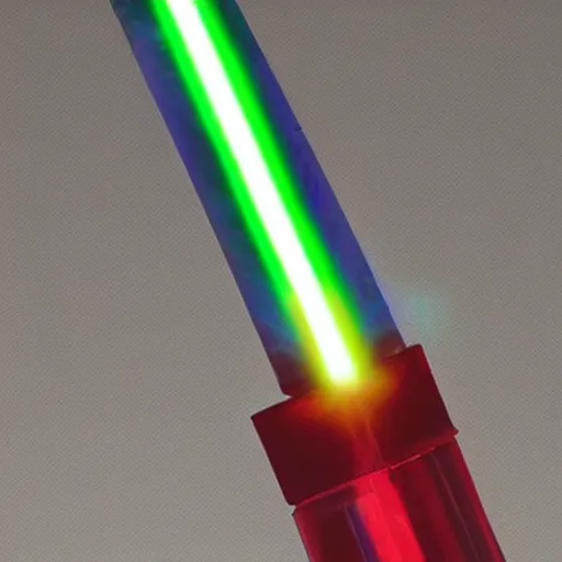 Prompt: a light saber made of multiple colors inside of it