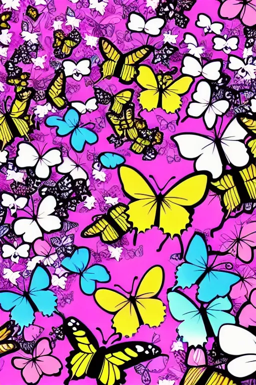 anime butterflies scenery wallpaper aesthetic only, Stable Diffusion