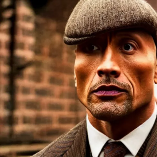 Image similar to Dwayne Johnson in Peaky Blinders very detail 4K quality super realistic