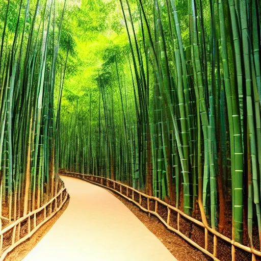 Image similar to round stone path in bamboo forest