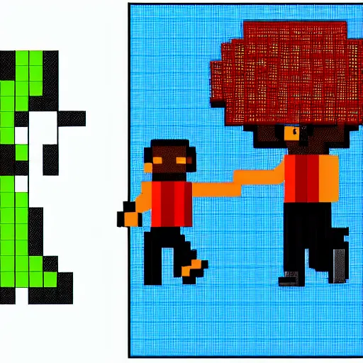 Image similar to young adult couple, 1 6 bit pixel art