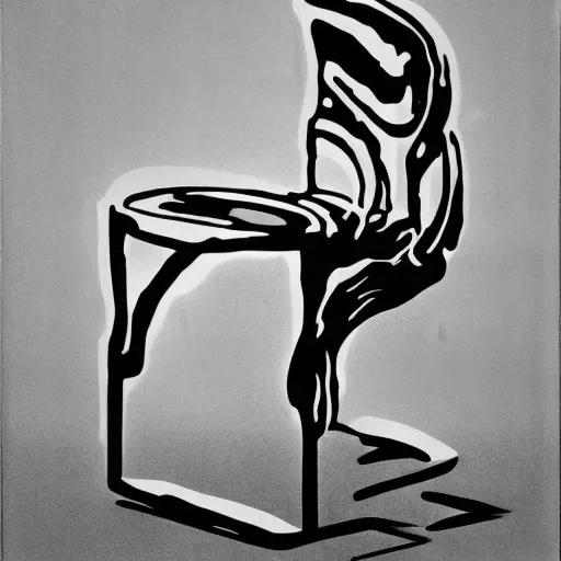 Image similar to by barbara kruger motion blur stormy. a mixed mediart of a metal chair with a seatbelt attached to it. the chair is placed in the center of a room & the seatbelt is used to strap a person into the chair. the person is then unable to move & at the mercy of the chair.