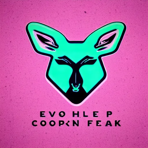 Image similar to logo for evil corporation that involves deer head, symmetrical, retro pink synthwave style, retro sci fi