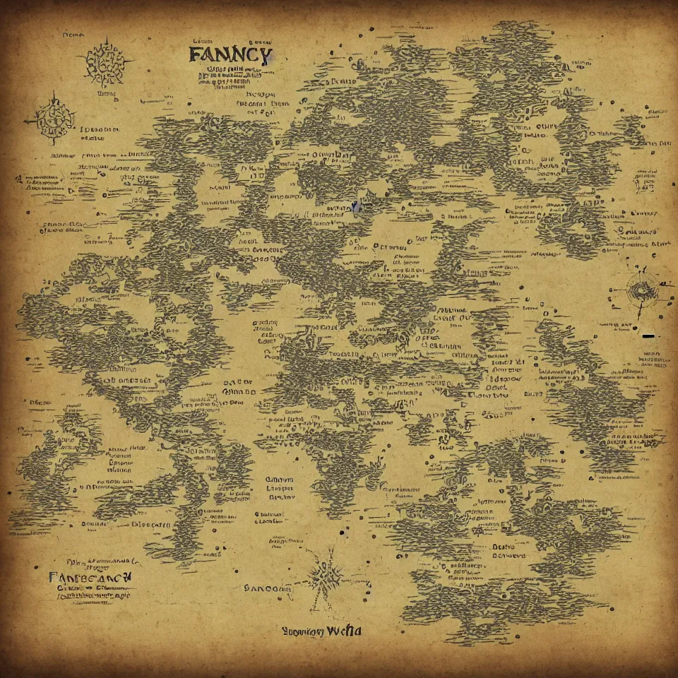 Image similar to imaginary map, map of fantacy world, different realms, blueprint, infographic, vintage theme, on paper, with notes, highly detailed, hyper realistic