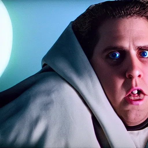 Prompt: jonah hill as evil anakin skywalker in star wars episode 3, 8k resolution, full HD, cinematic lighting, award winning, anatomically correct