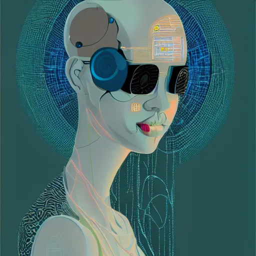 Prompt: a cyberpunk mannequin by victo ngai trending on artstation