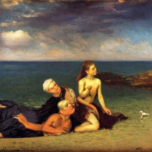 Image similar to The last day in paradise, oil on canvas, 1883