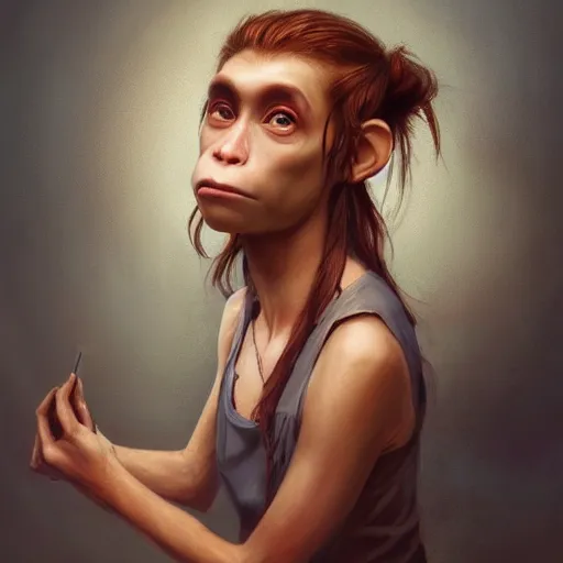 Prompt: portrait of a monkey crying , digital art by Mandy Jurgens and Irina French and Heraldo Ortega and Janice Sung and Julia Razumova and Charlie Bowater and Aaron Griffin and Jana Schirmer and Guweiz and Tara Phillips and Yasar Vurdem and Alexis Franklin and Loish and Daniela Uhlig and David Belliveau , hyperdetailed, artstation, cgsociety